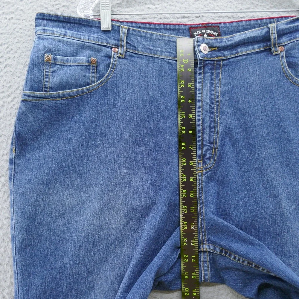 Jack of Spades Mens Medium Wash Straight Leg Stretch Jeans Blue 42x30